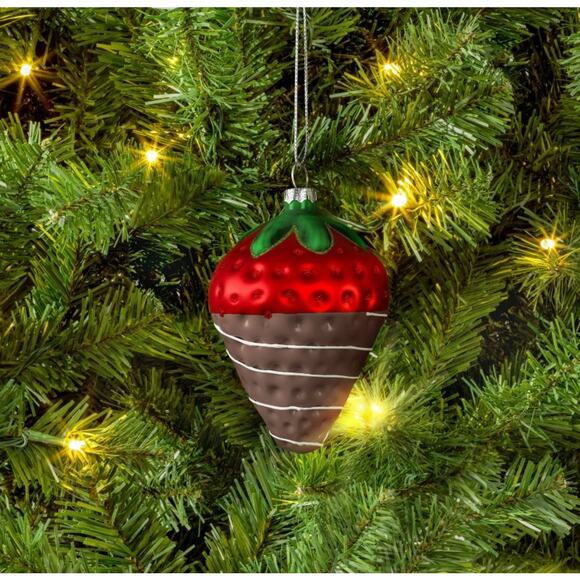 Chocolate Dipped Strawberry Glass Christmas Tree Wondershop Target Red - Picture 3 of 5